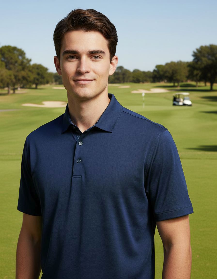Performance golf shirt for groomsmen, ideal gift for wedding parties, worn on course