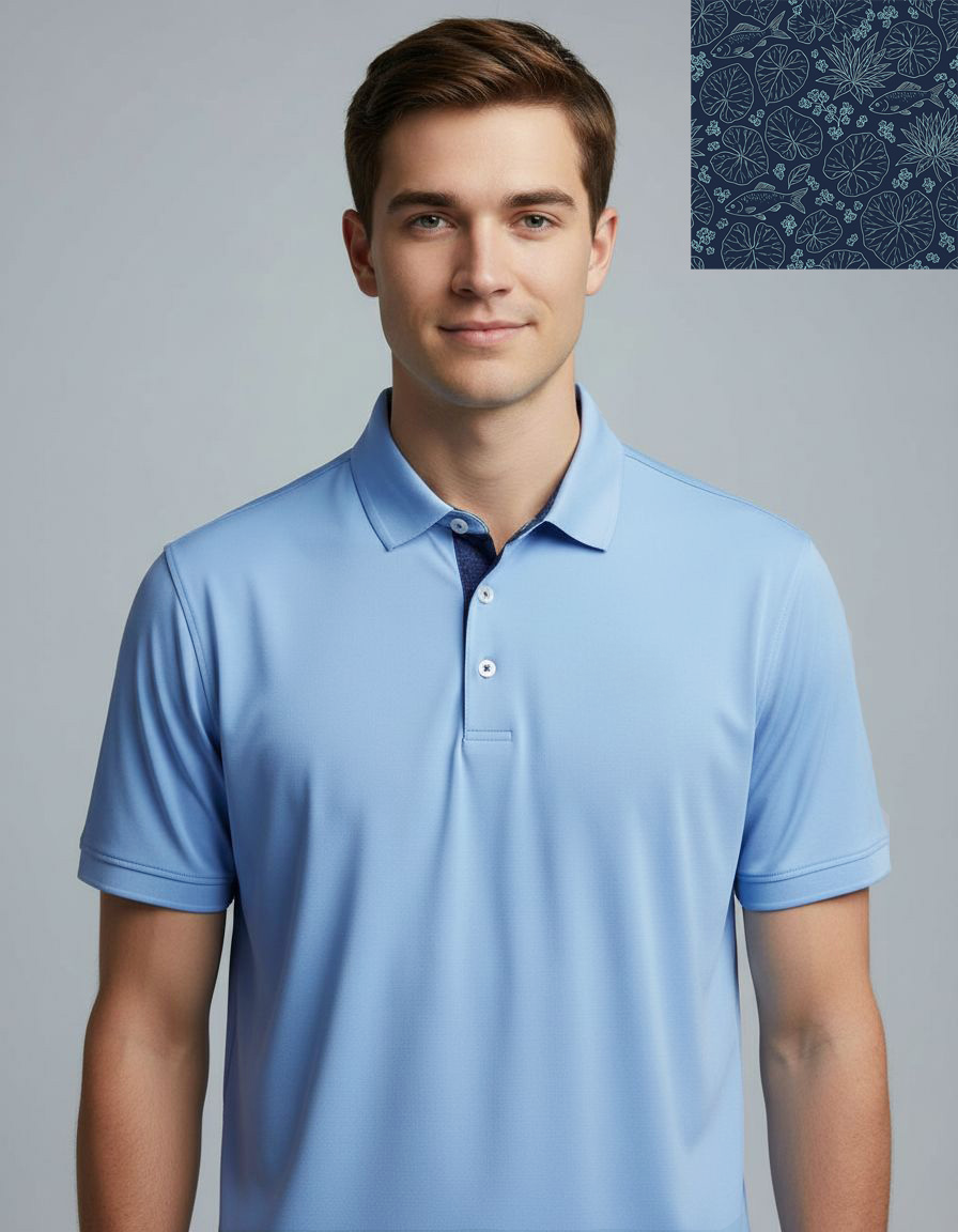 Light blue performance golf polo shirt for groomsmen gift, stylish and versatile for course or office wear